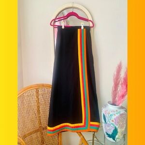 Vintage 70s Rainbow Stripe Maxi Skirt